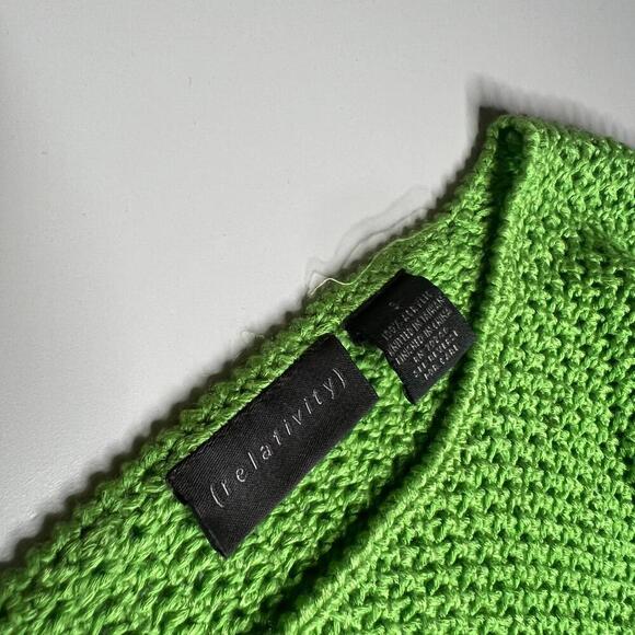 Relativity Women’s Green Mesh Knit Sweater Size S – Lightweight Long Sleeve Mesh - Picture 3 of 7